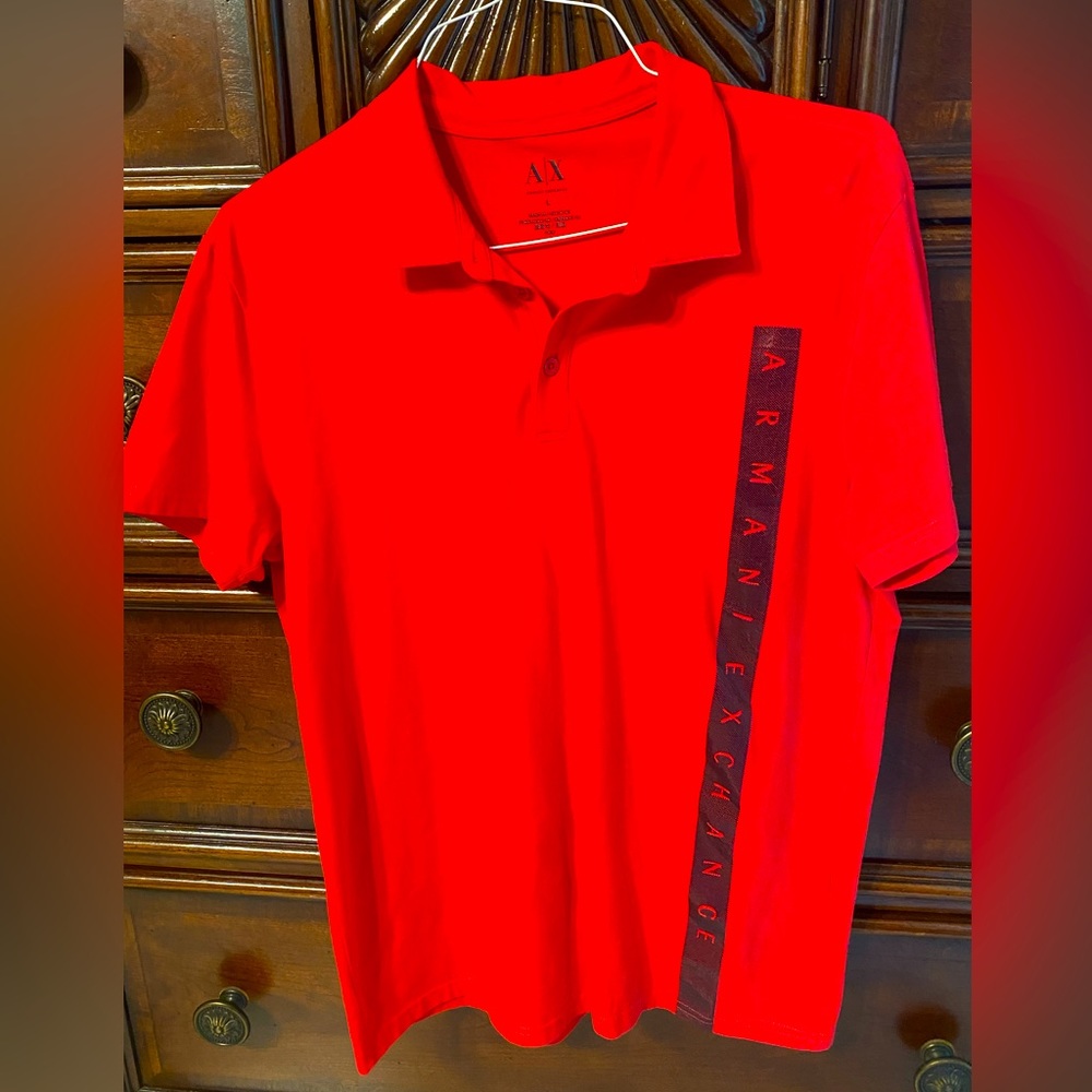 Armani Exchange Red Polo Large fits like Medium